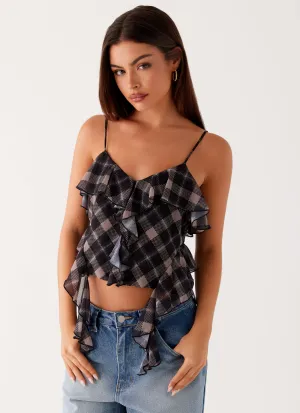 Jessie Cami Top - Taupe Check