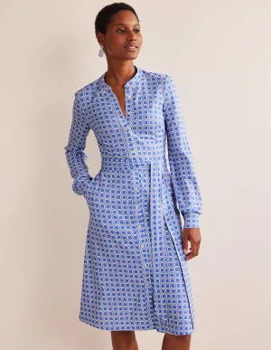 Julia Jersey Shirt Dress-Cyan, Block Cube