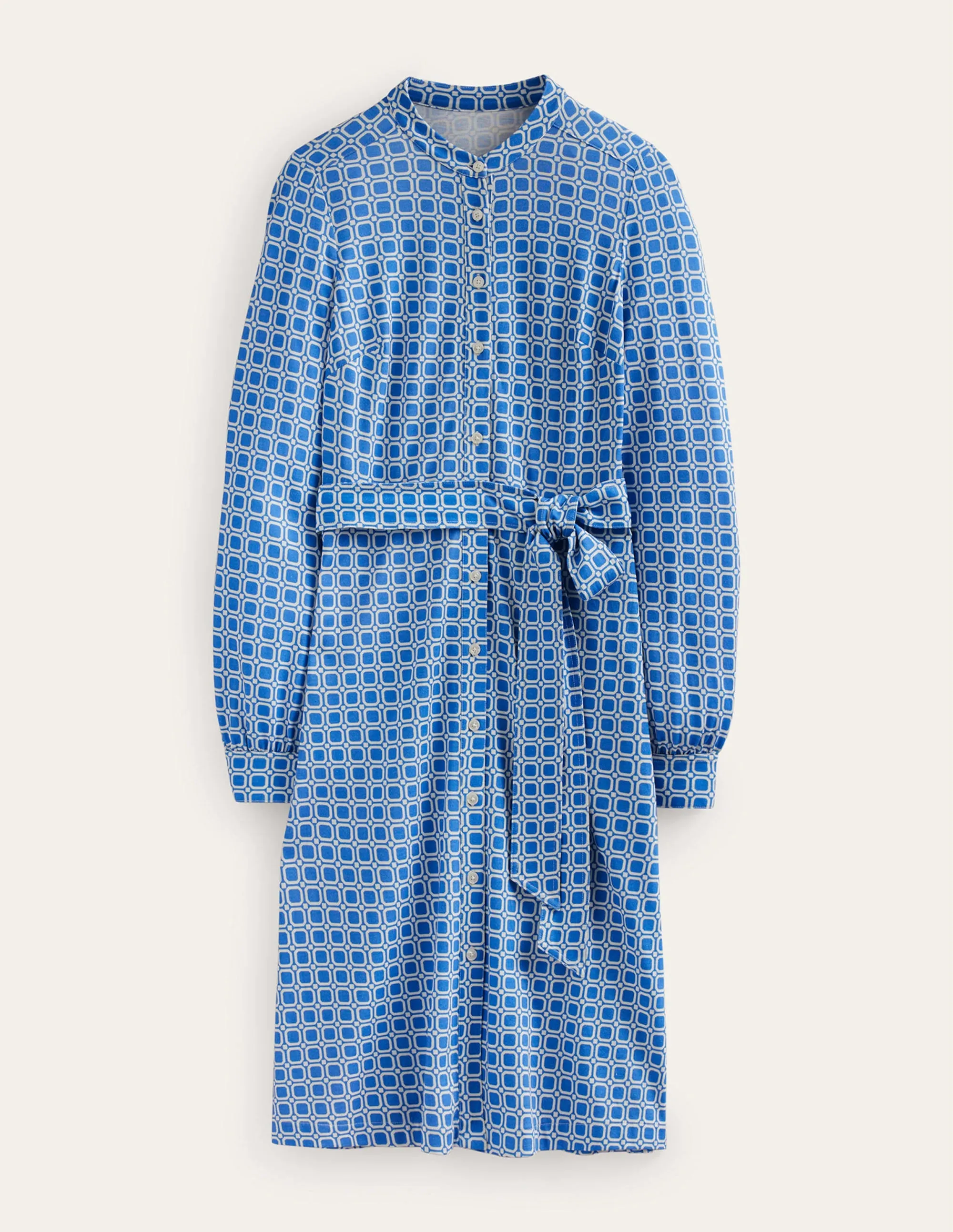 Julia Jersey Shirt Dress-Cyan, Block Cube