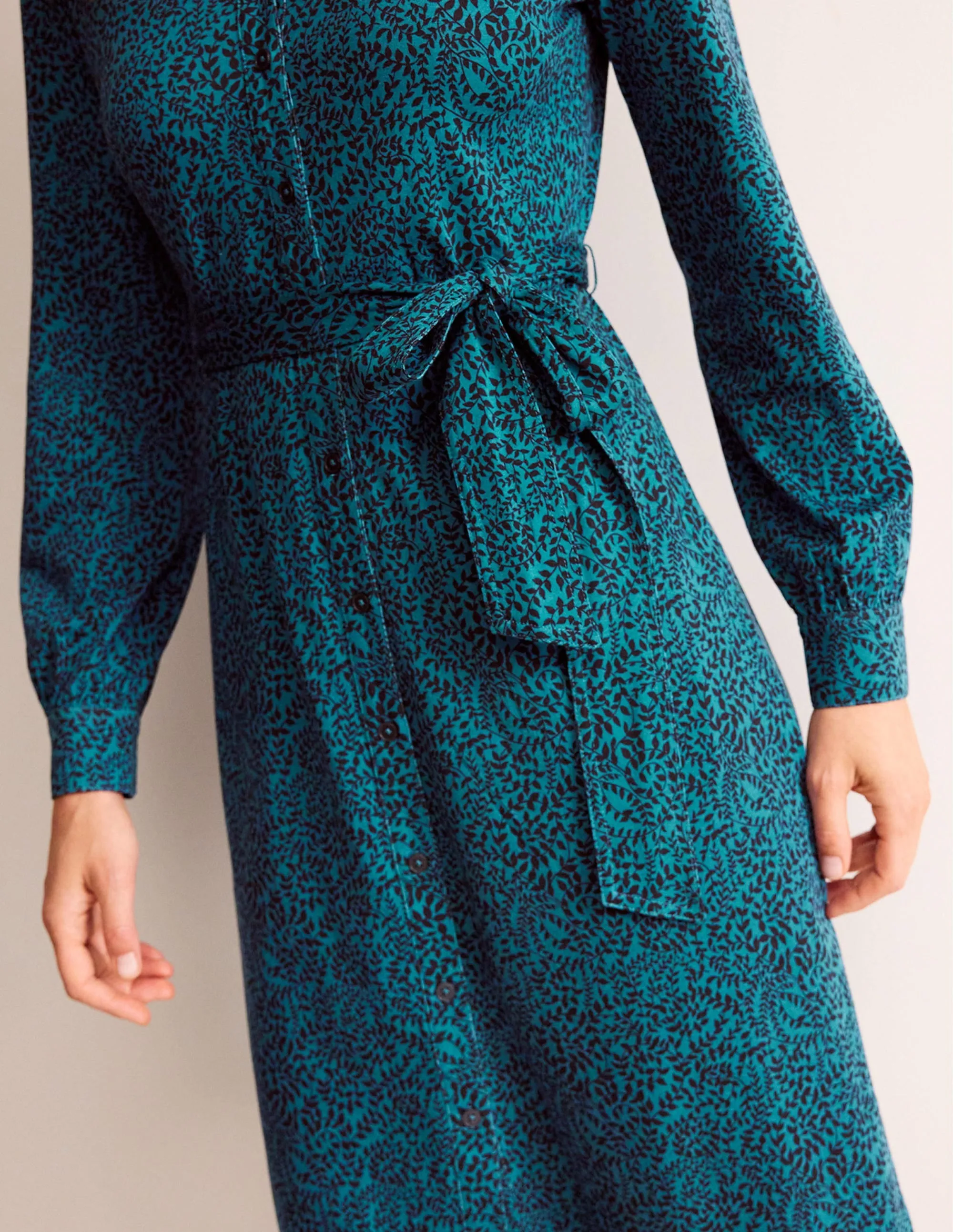 Julia Jersey Shirt Dress-Teal, Pome Sprig