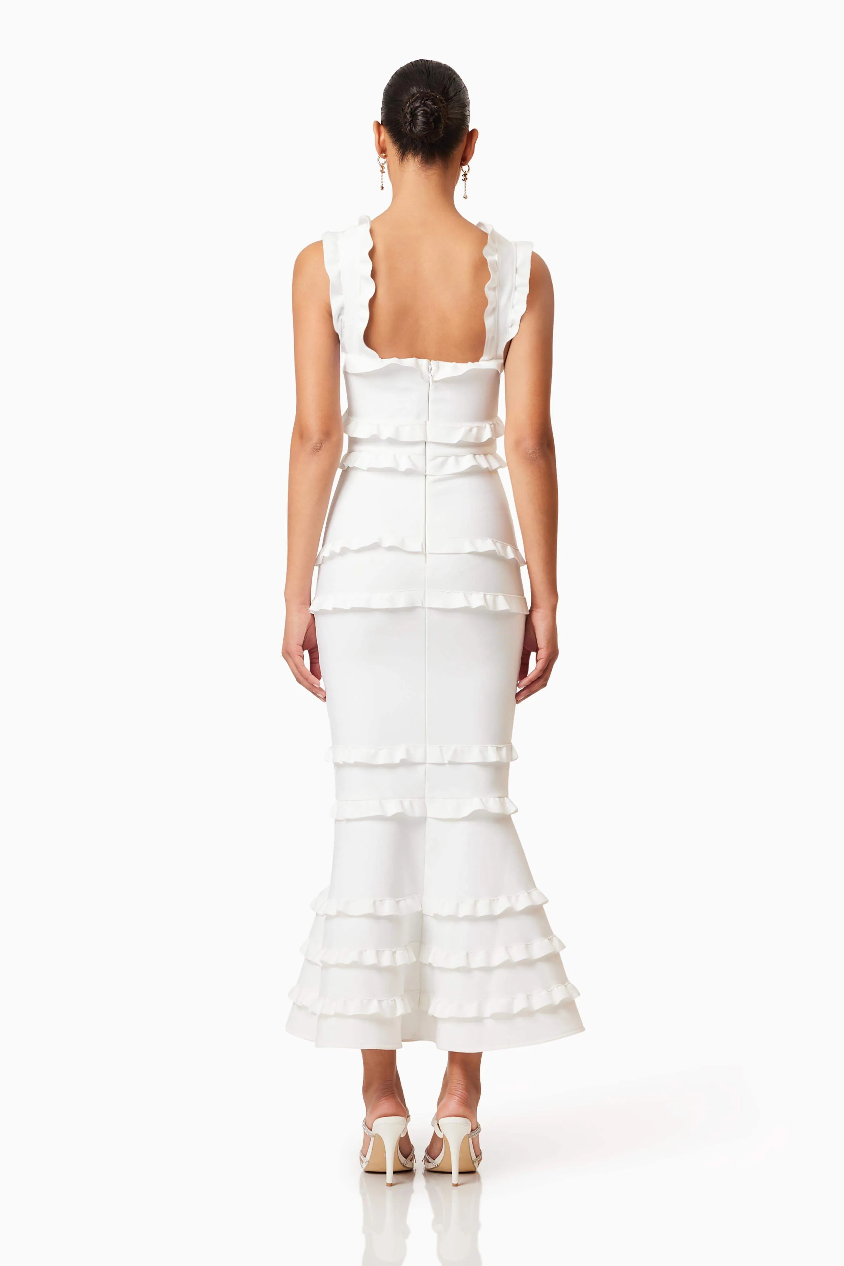 Kimberly Frill Maxi Dress in White