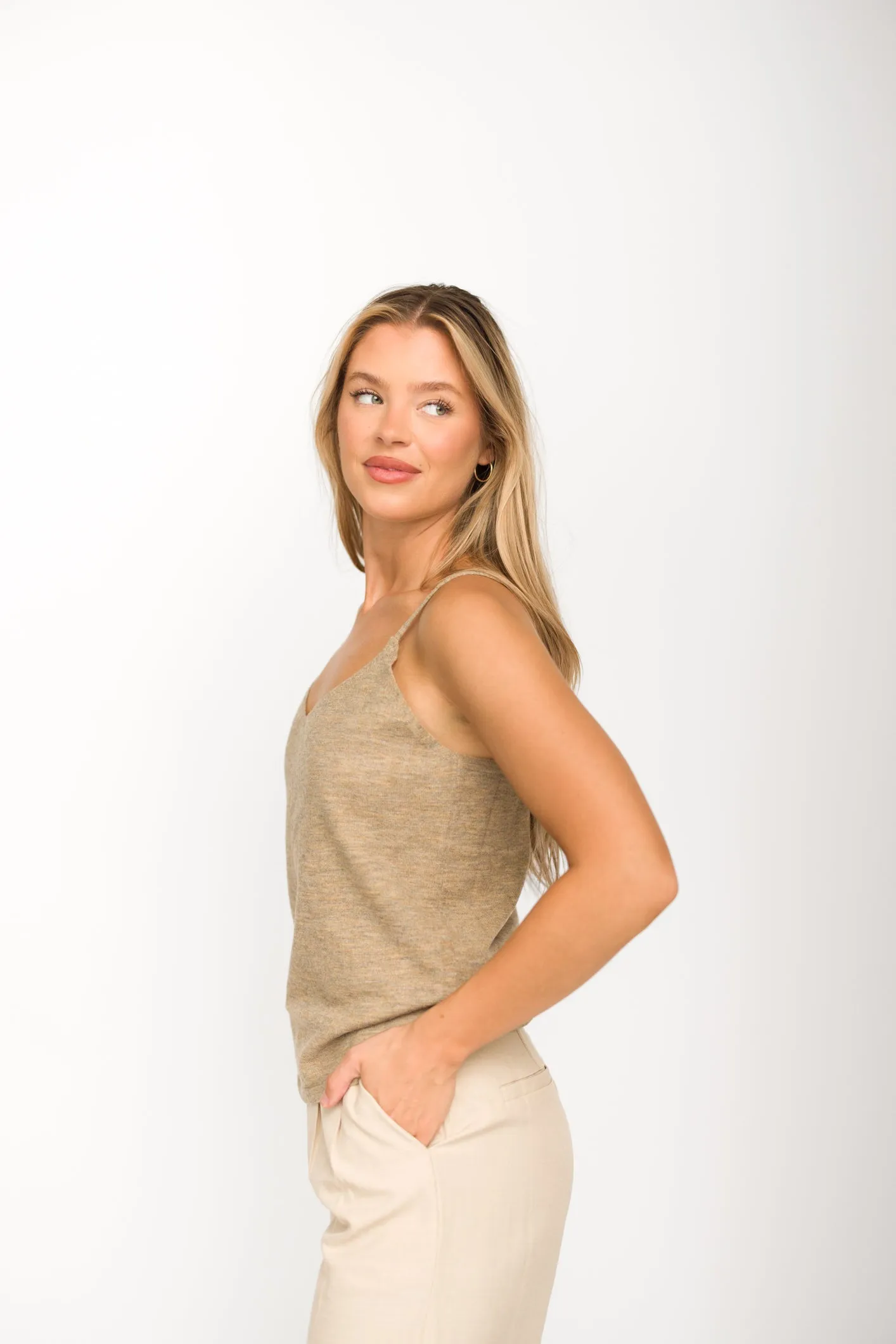 Lacy Sweater Cami in Natural