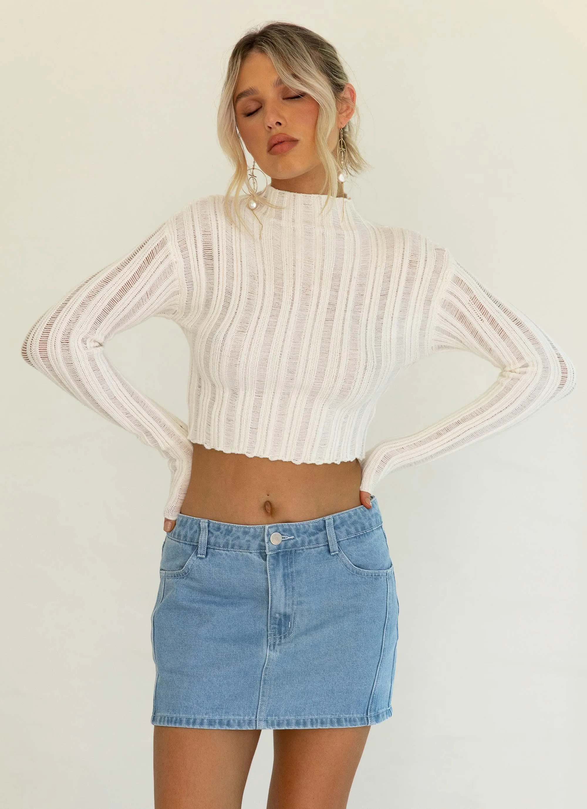 Larissa Ladder Knit Top - Ivory