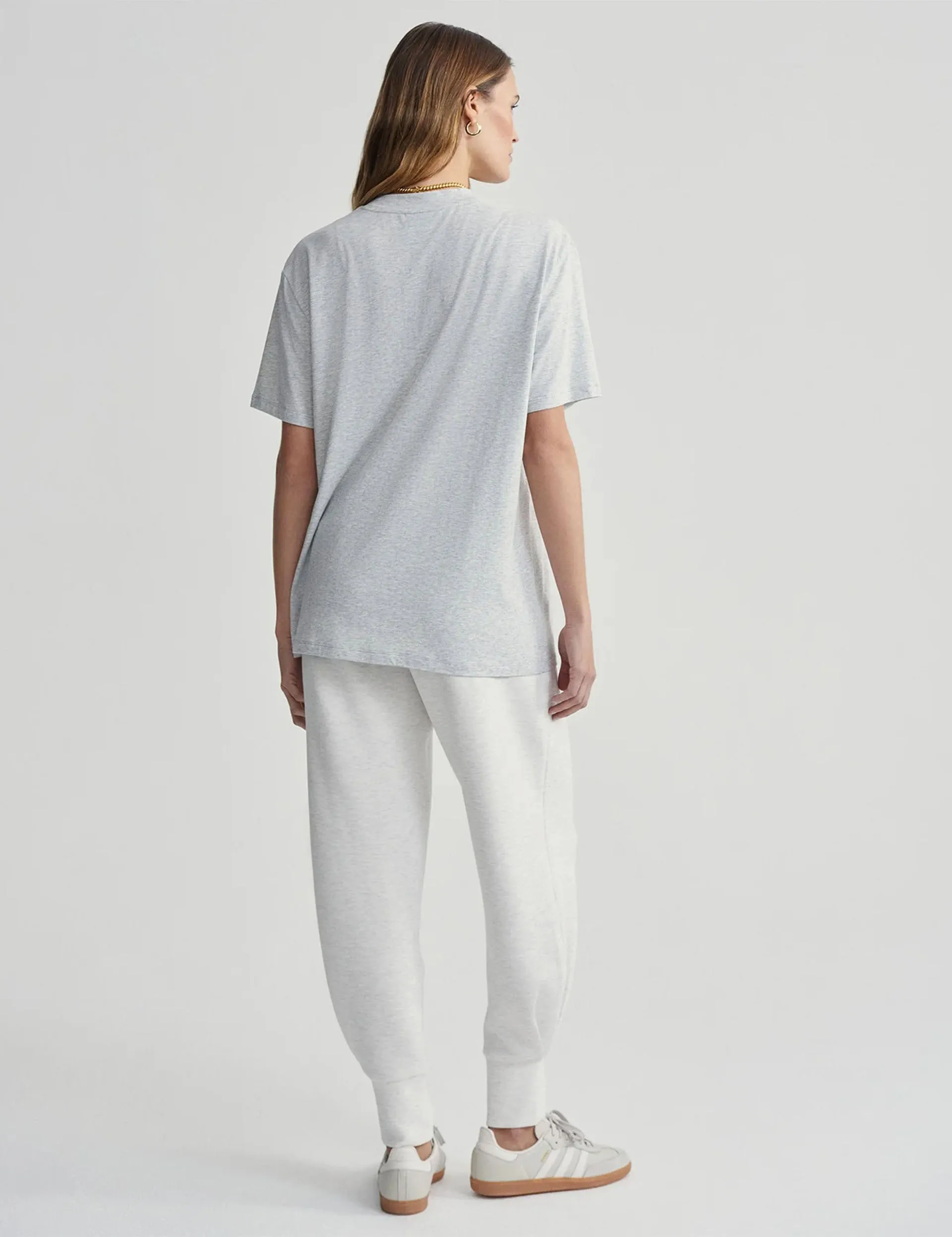 Leighton Boyfriend Tee - Light Grey Marl