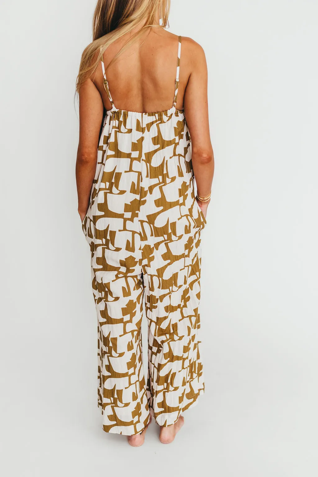 Leilani Geo Print Jumpsuit in Olive