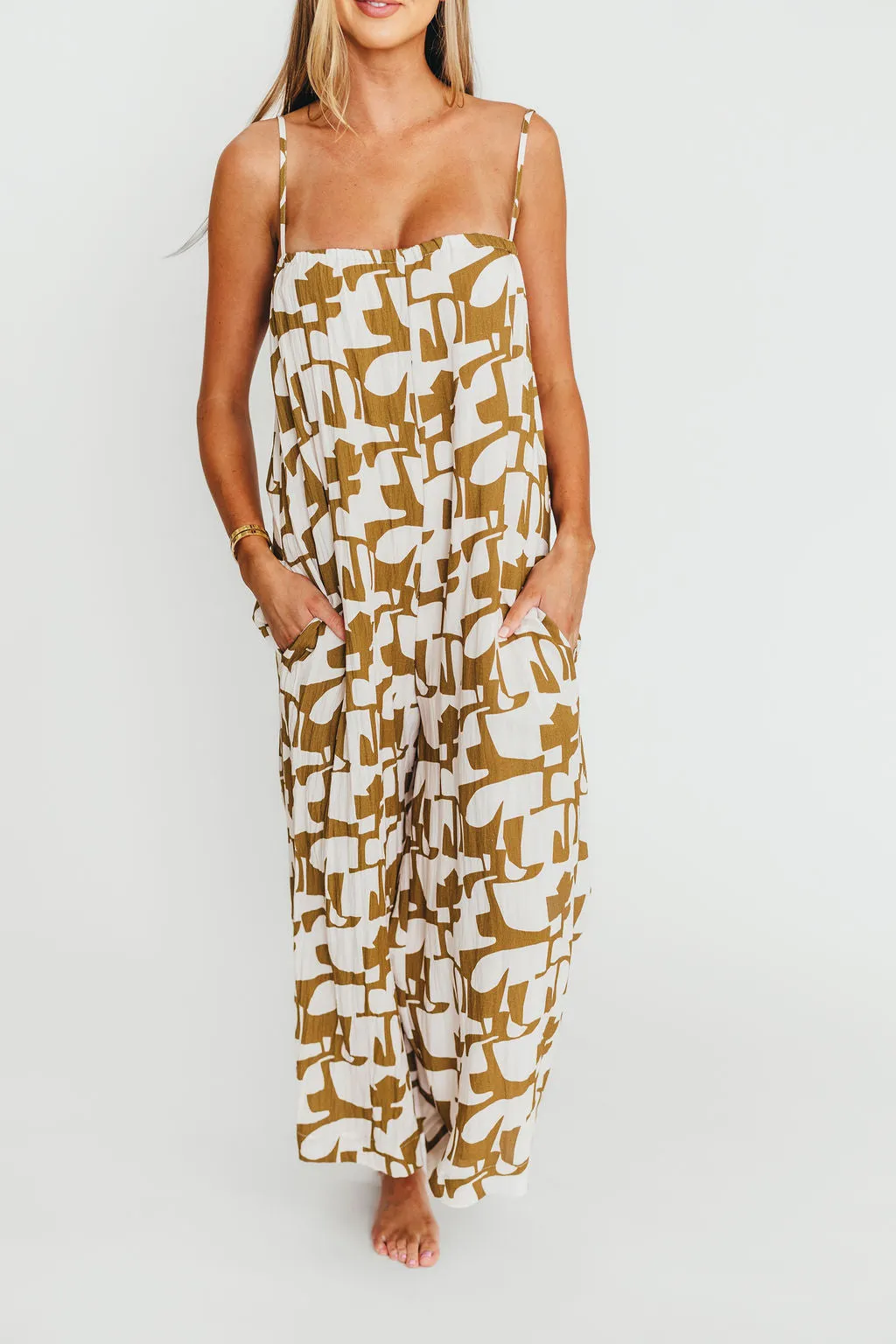 Leilani Geo Print Jumpsuit in Olive