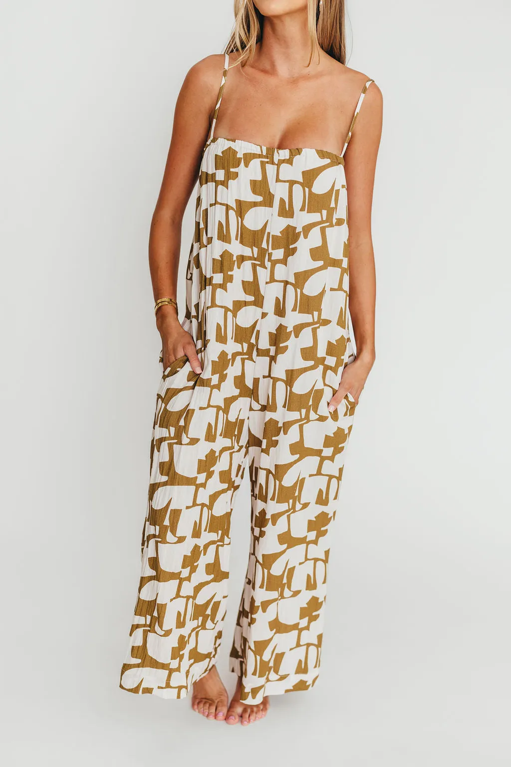Leilani Geo Print Jumpsuit in Olive
