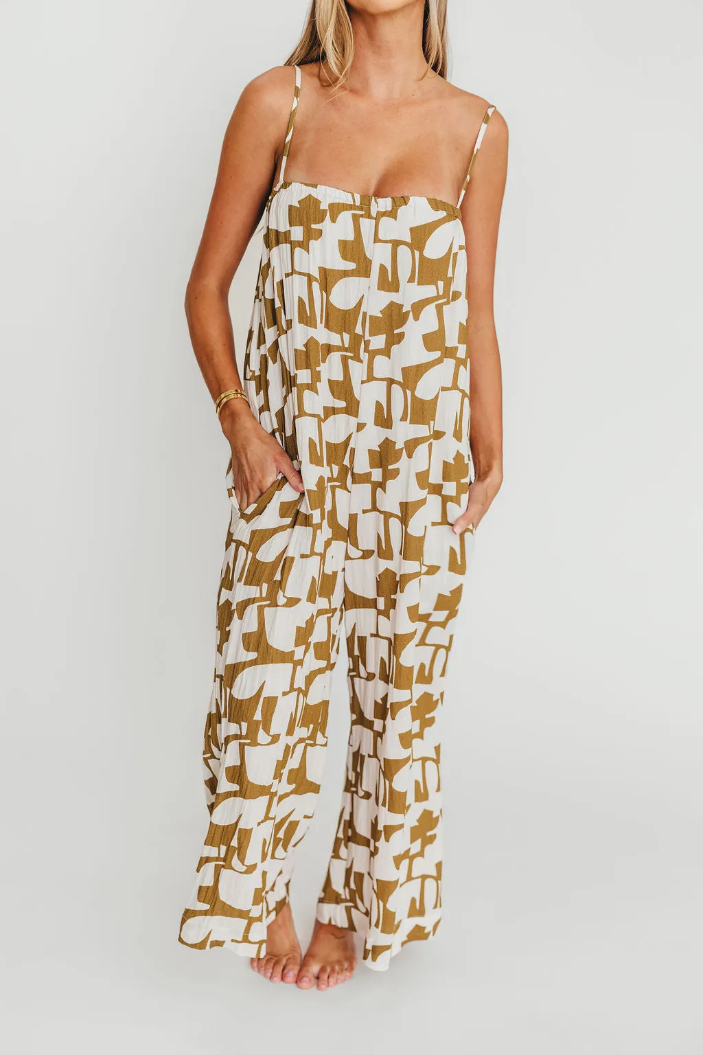 Leilani Geo Print Jumpsuit in Olive