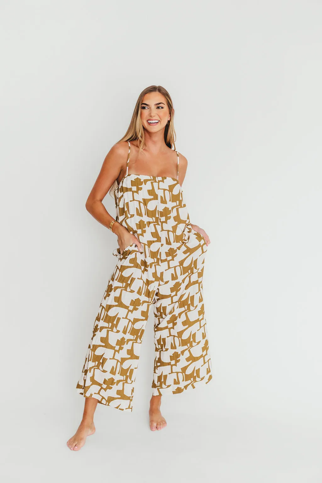 Leilani Geo Print Jumpsuit in Olive