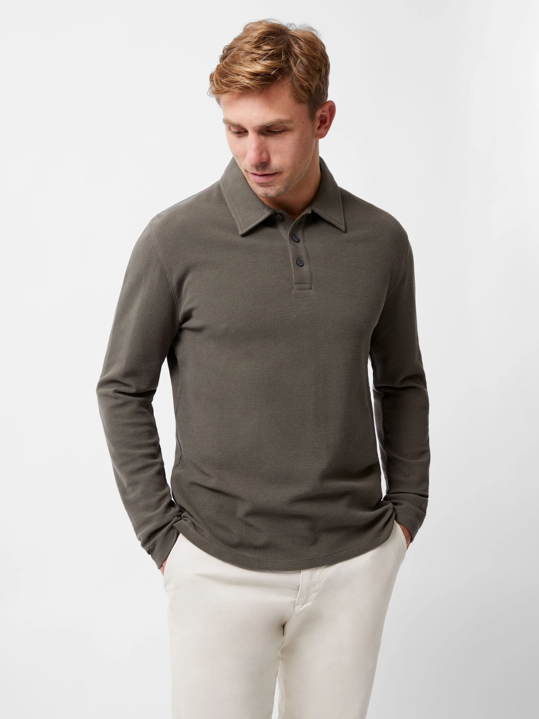 Long Sleeve Buttoned Polo Shirt