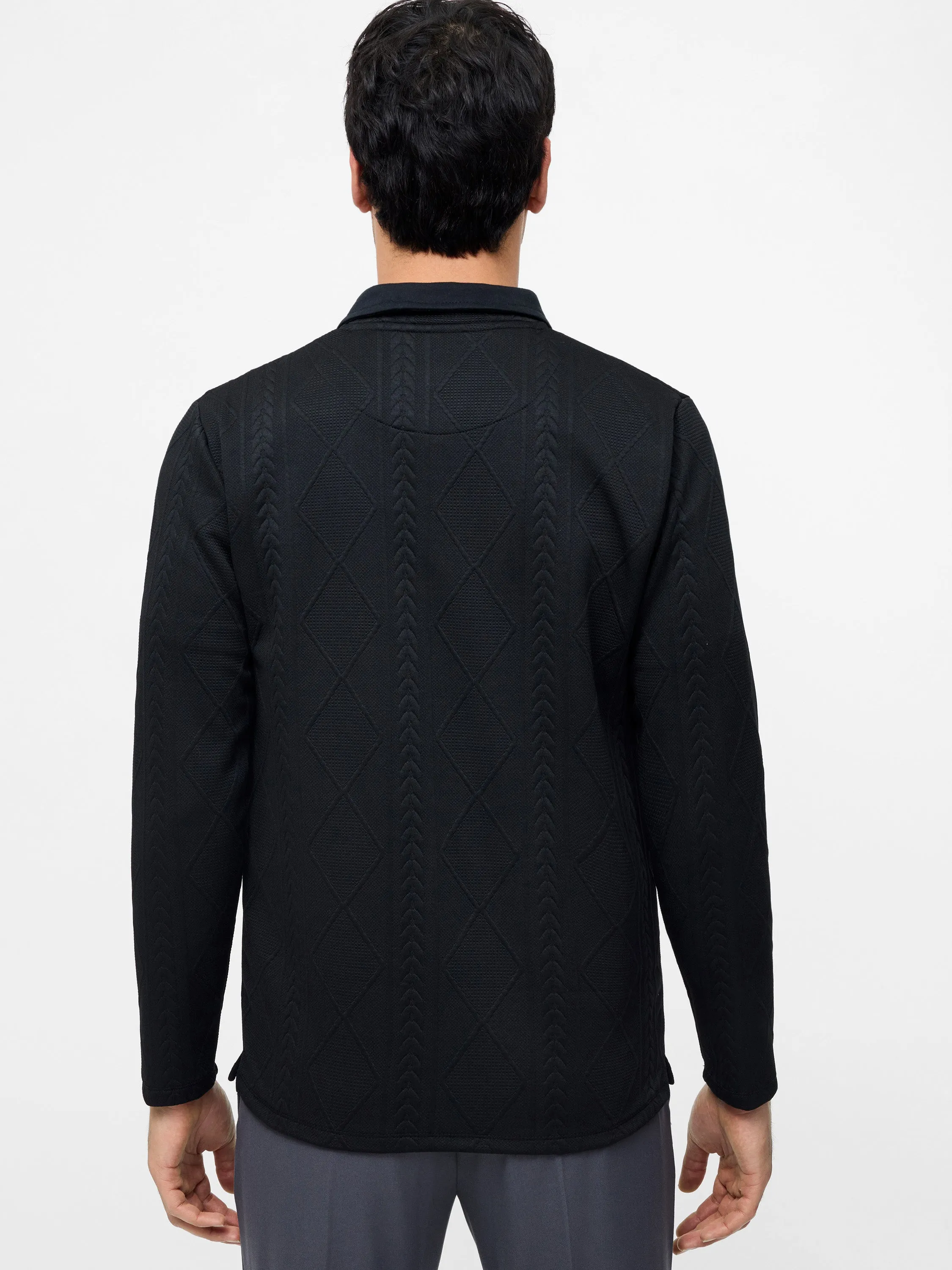 Long Sleeve Jacquard Polo Shirt    