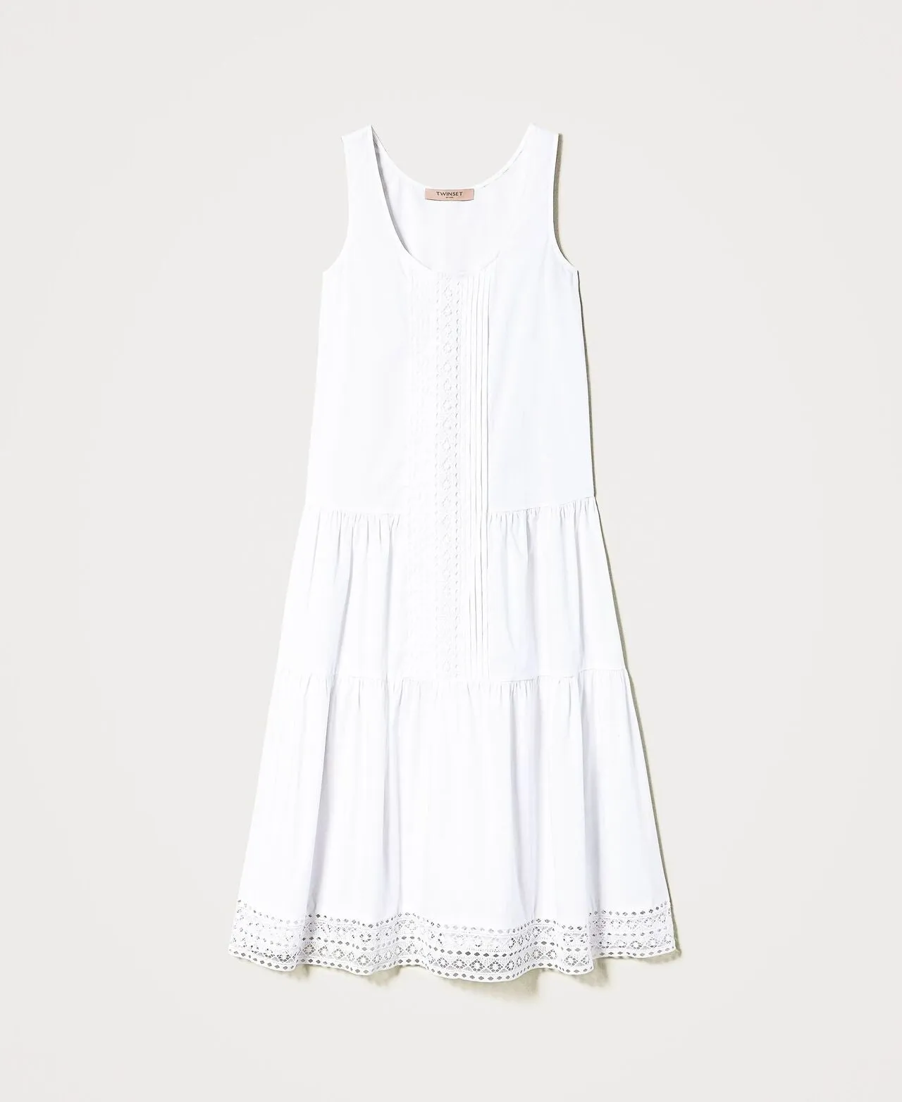 Longuette Dress with White Lace