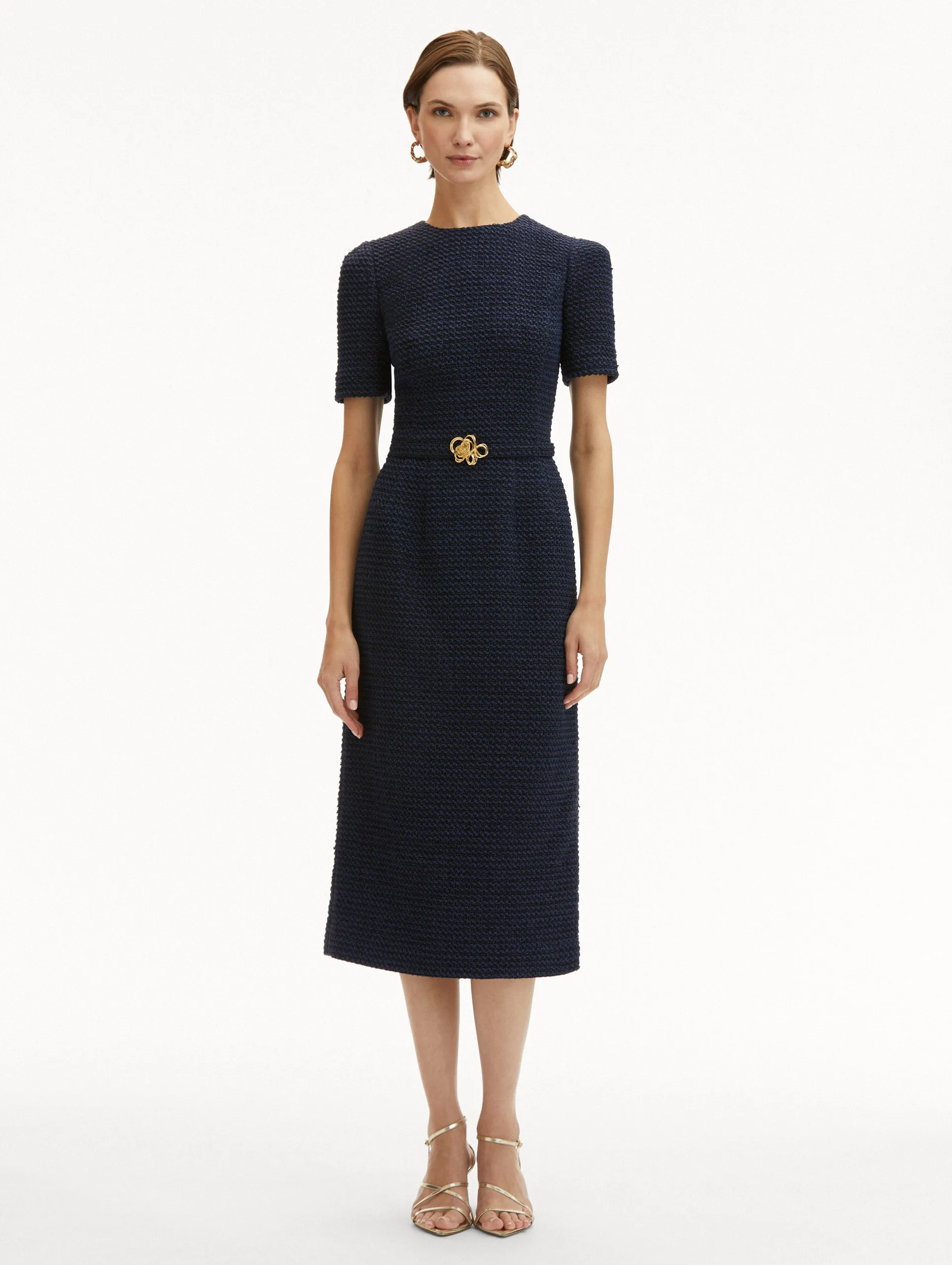 Lurex Check Tweed Pencil Dress