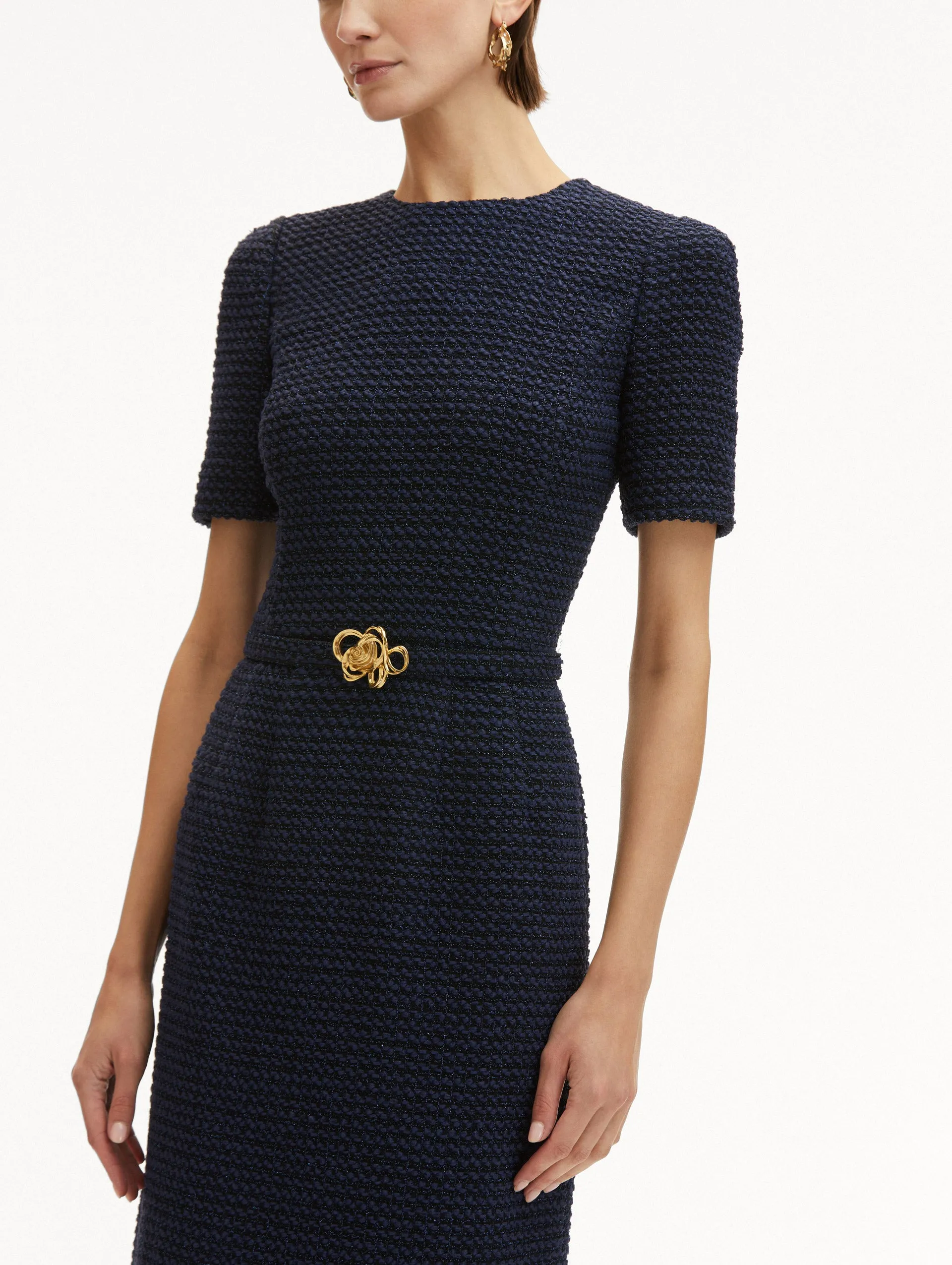 Lurex Check Tweed Pencil Dress