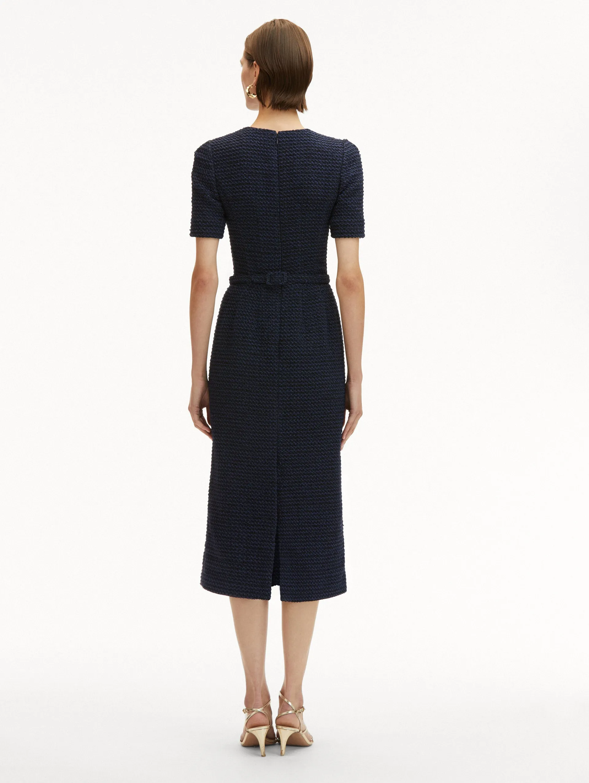 Lurex Check Tweed Pencil Dress