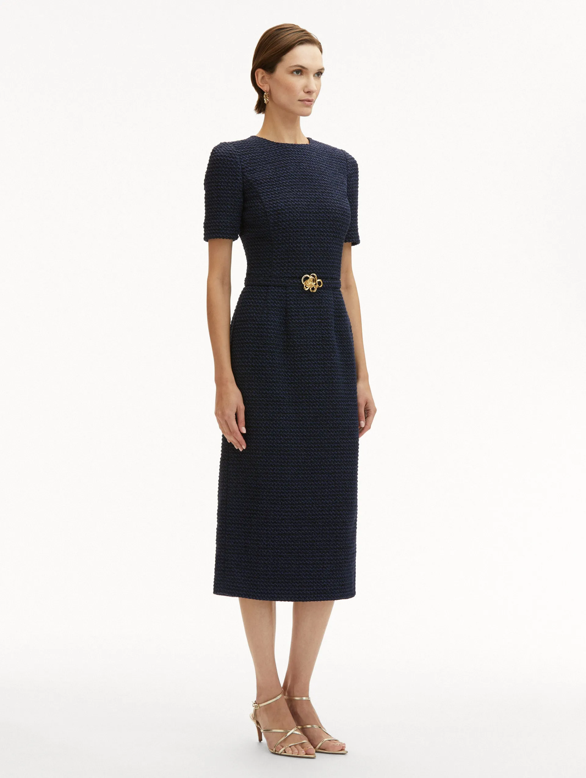 Lurex Check Tweed Pencil Dress