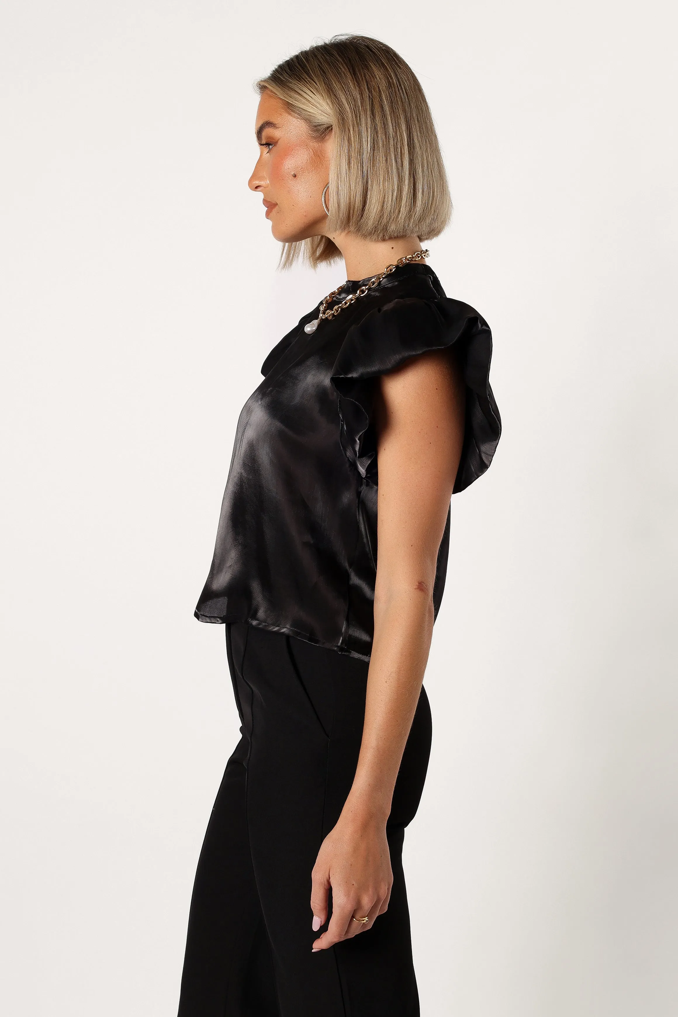 Marianna Ruffle Sleeve Top - Black