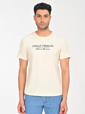 Men Textured Embroidered Graphic Crew Neck T-Shirt
