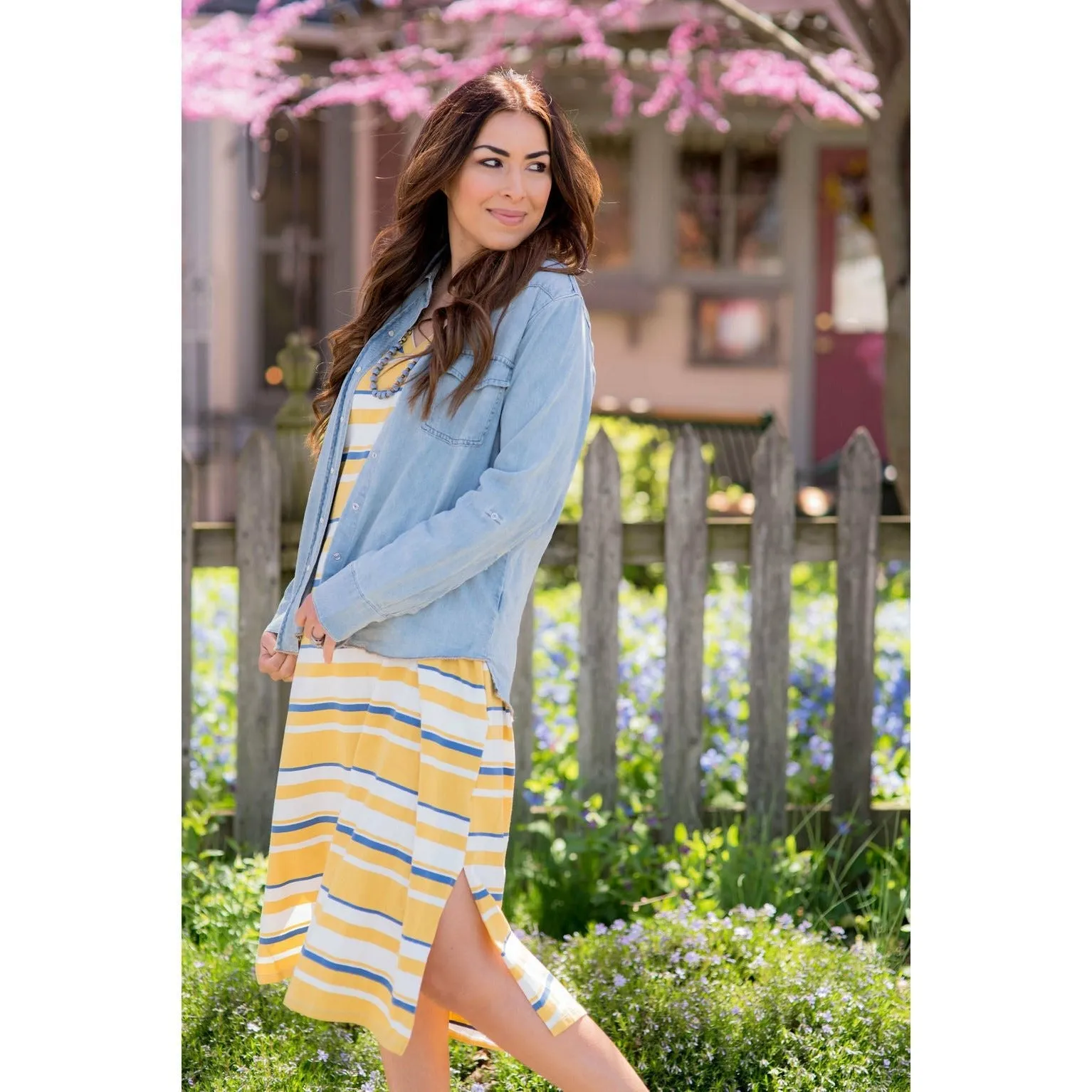 Multi Striped Midi