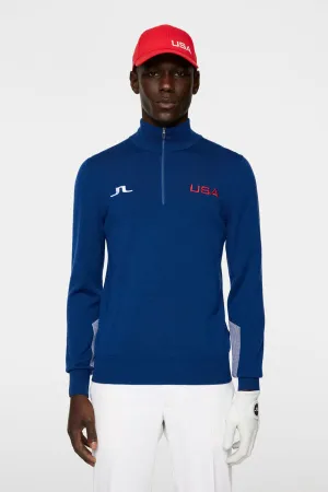 Nathaniel Half Zip Sweater Estate Blue