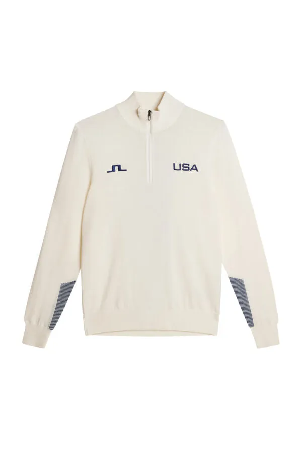 Nathaniel Half Zip Sweater White