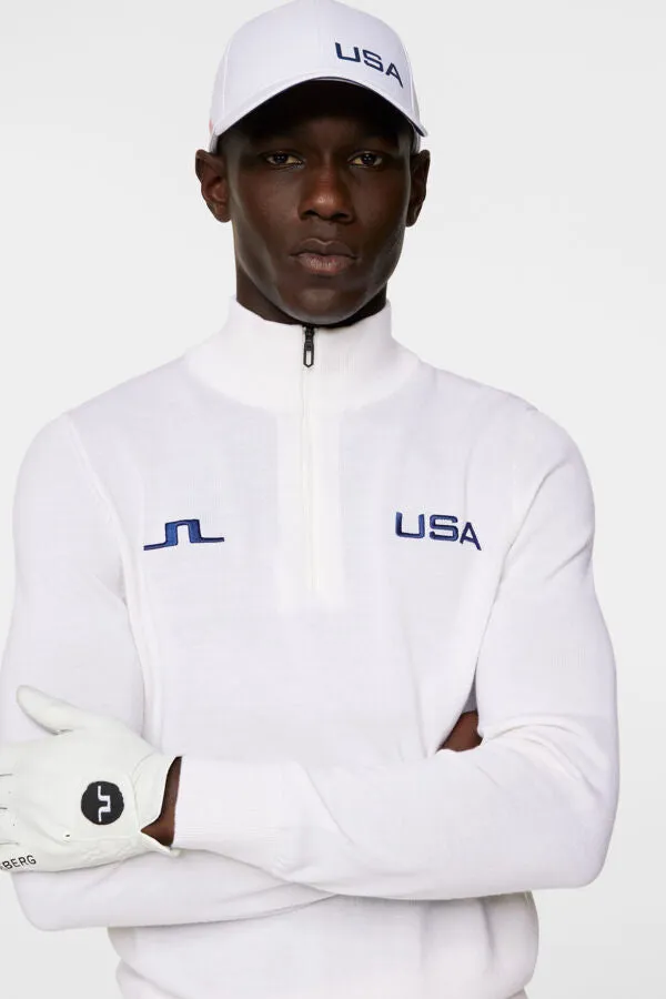 Nathaniel Half Zip Sweater White