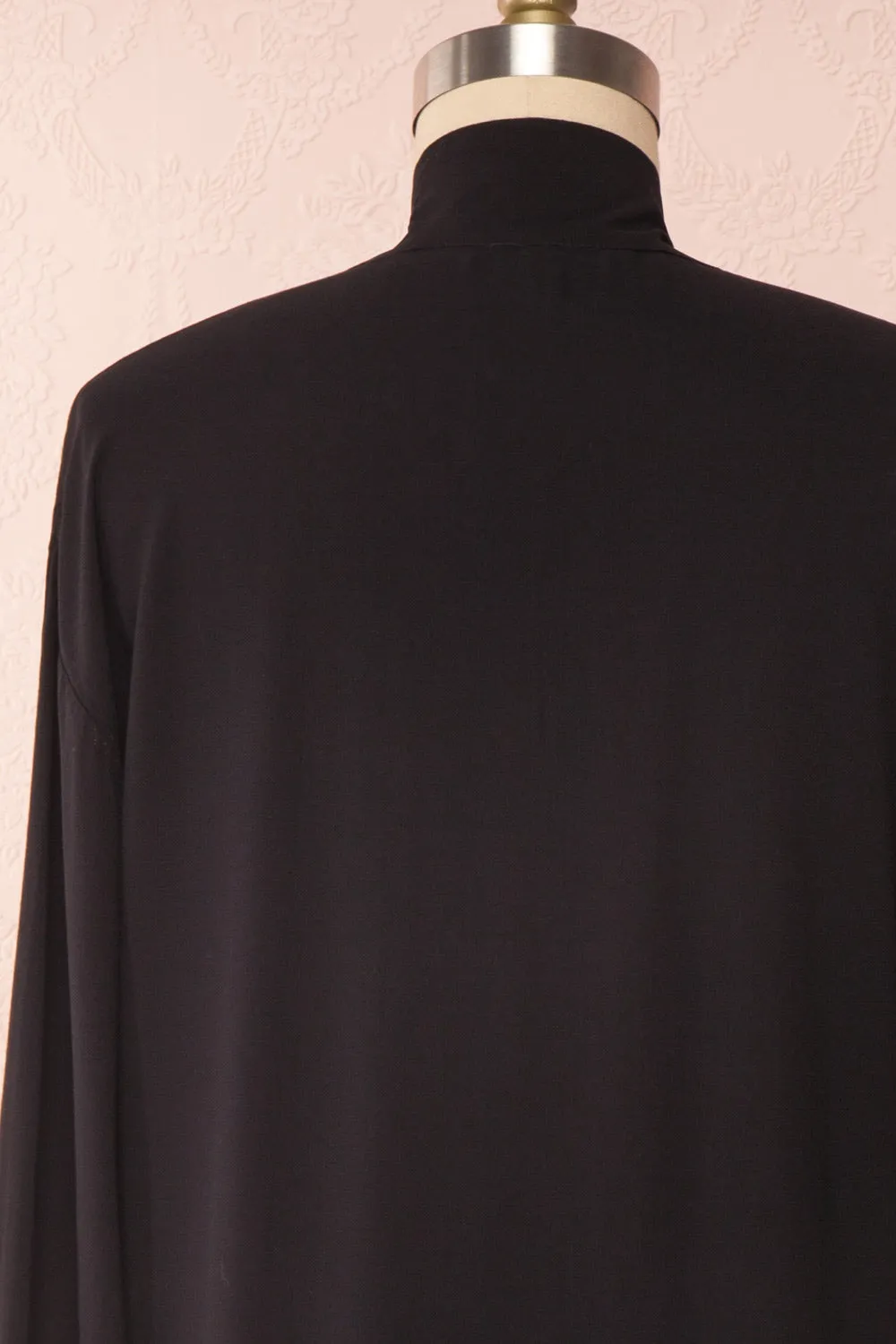 Olympa Black | Tie Collar Blouse