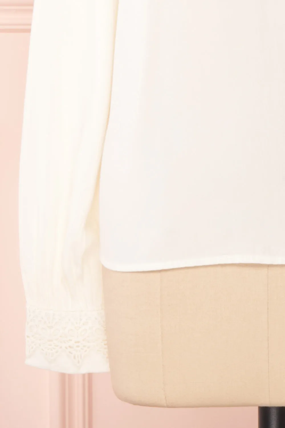 Olympa Ivory | Tie Collar Blouse