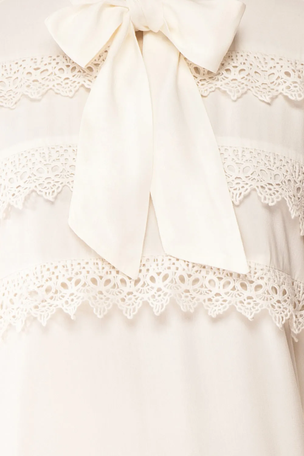Olympa Ivory | Tie Collar Blouse