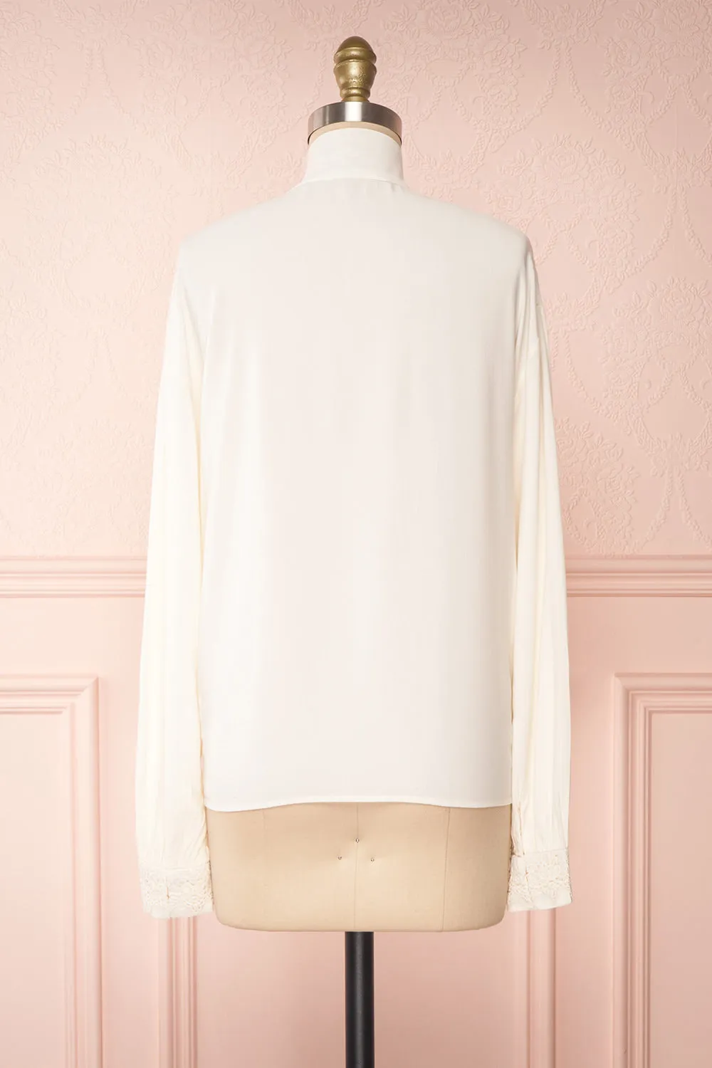 Olympa Ivory | Tie Collar Blouse