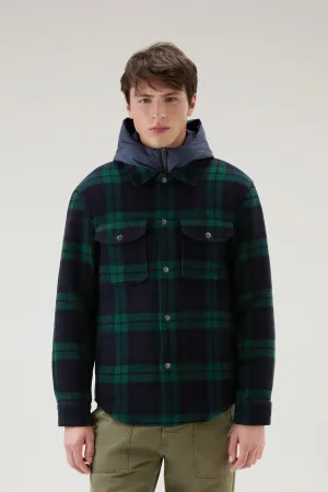 Overshirt with Detachable Padded Bib and Hood Black Watch