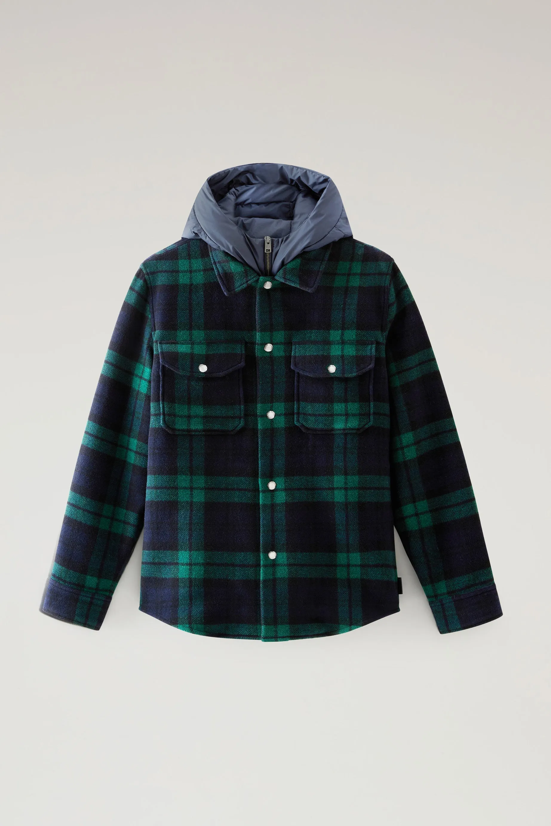 Overshirt with Detachable Padded Bib and Hood Black Watch