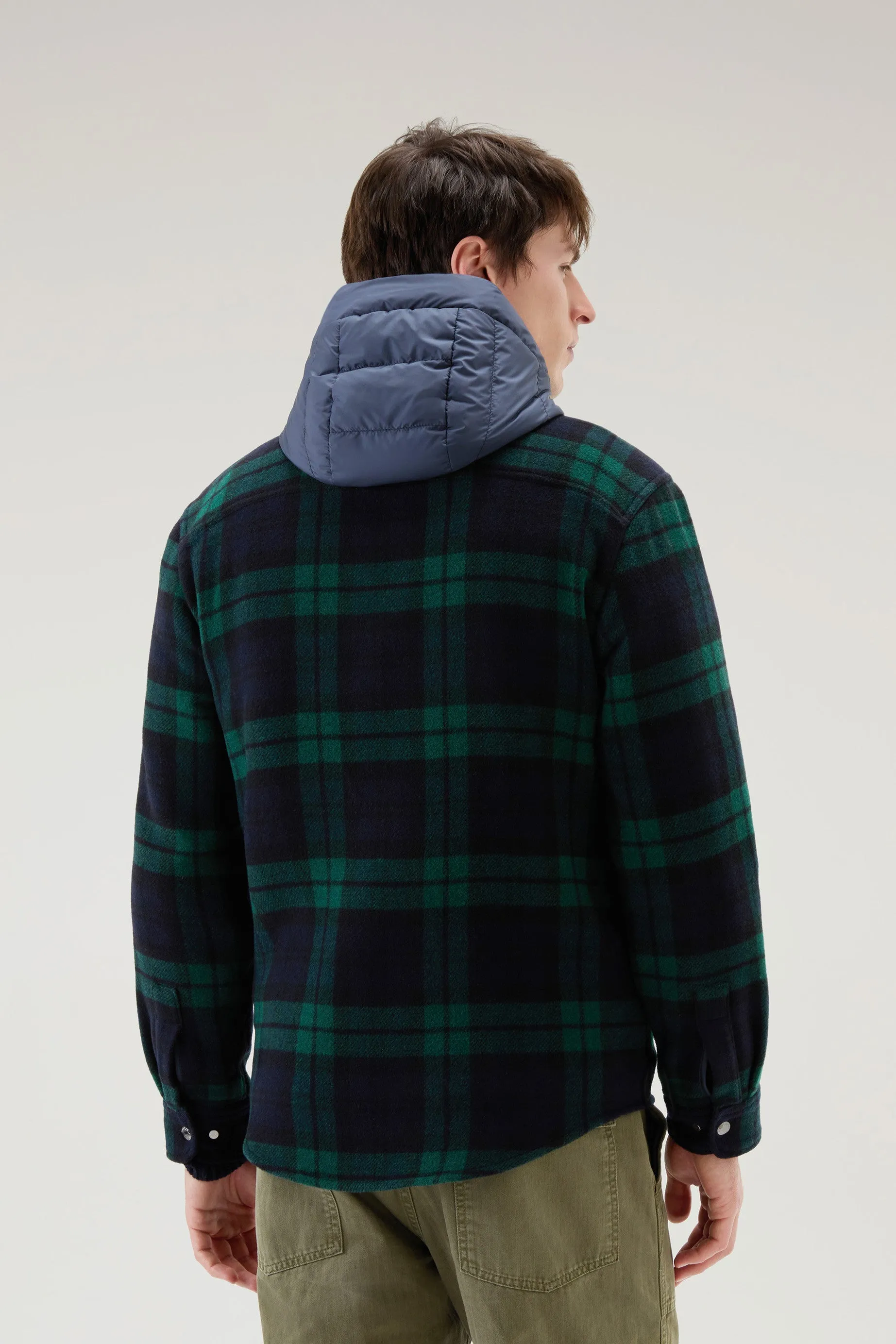 Overshirt with Detachable Padded Bib and Hood Black Watch
