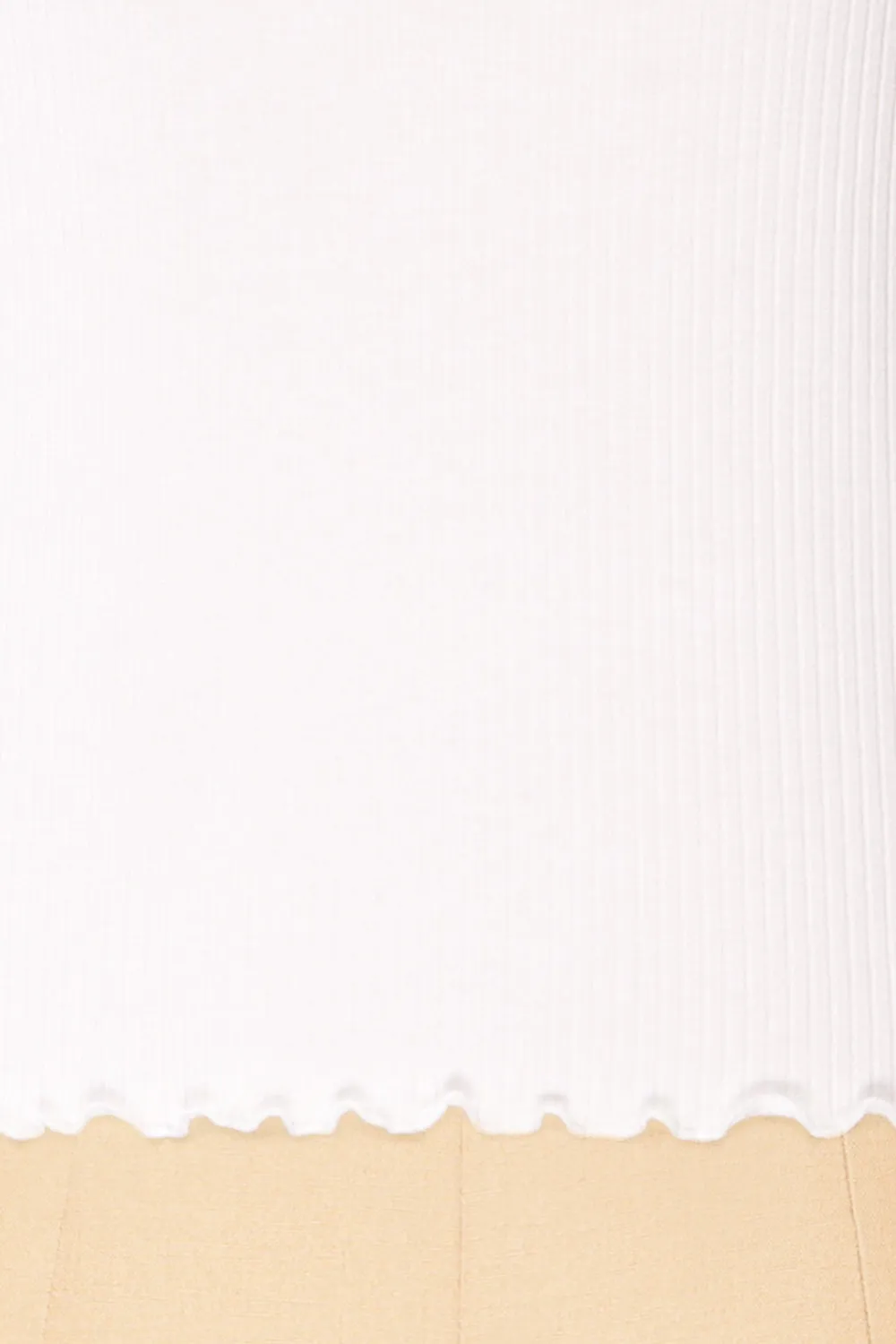 Palencia White | Ribbed Long Sleeve Top w/ Frills