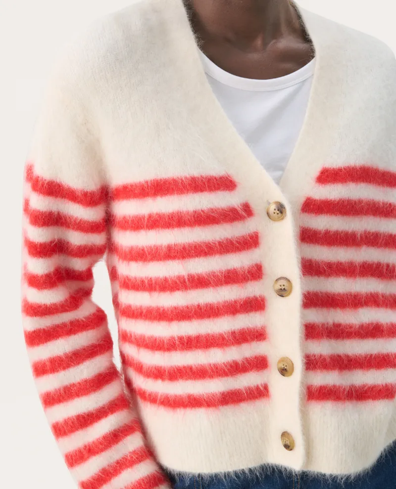 Part Two Pakize Red Stripe Cardigan