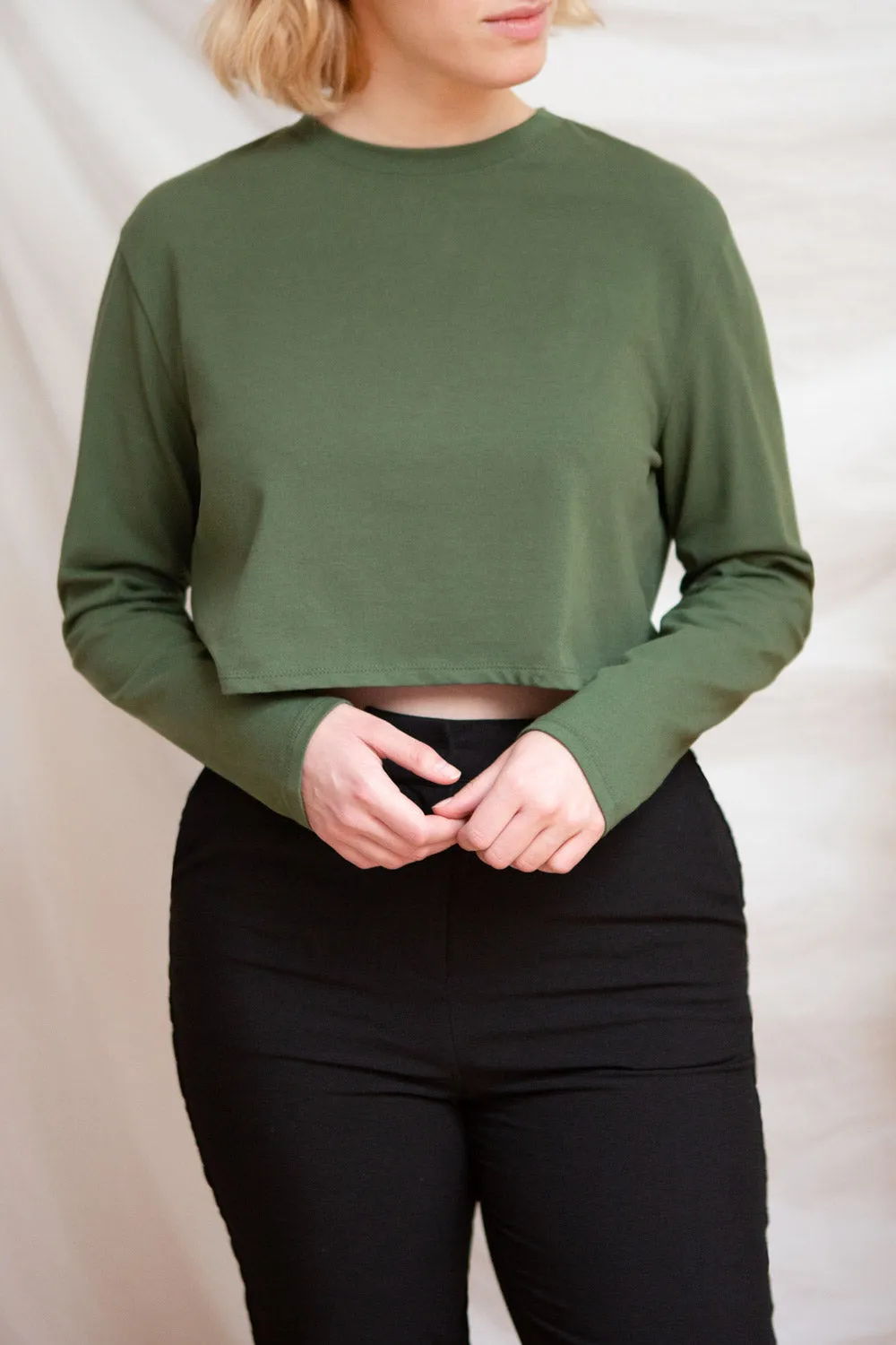Pato White | Long Sleeve Crop Top