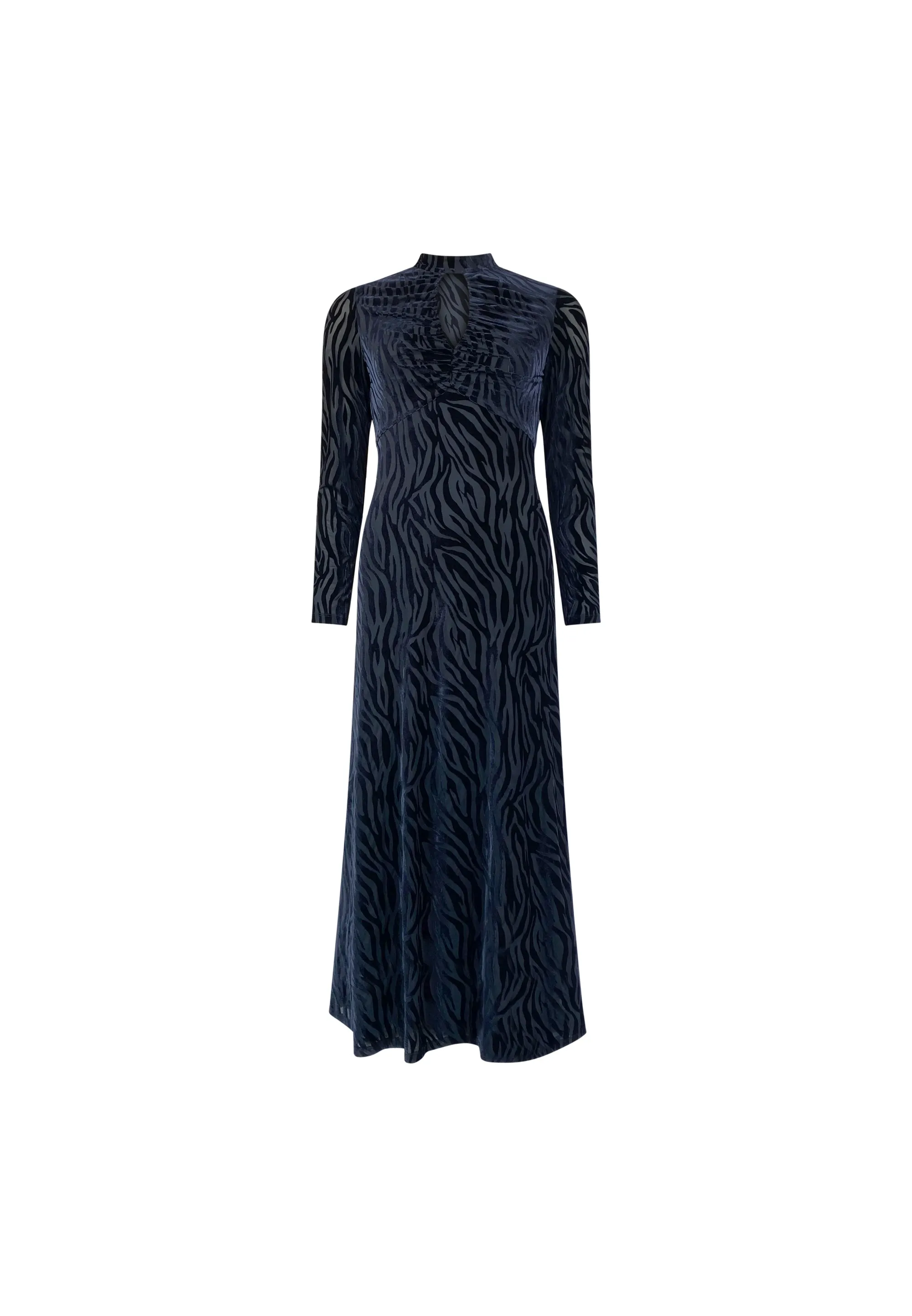 Petite Zara Navy Zebra Burnout Keyhole Front Dress