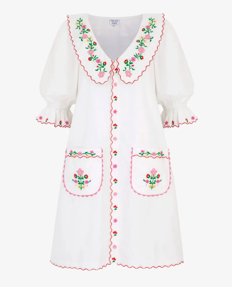 Pink City Prints Ava Folk Embroidery Linen Dress