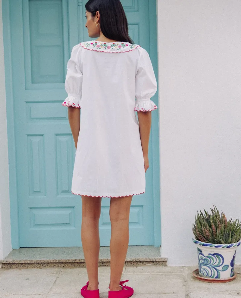 Pink City Prints Ava Folk Embroidery Linen Dress