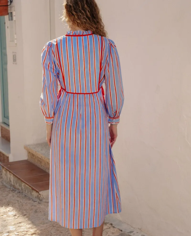 Pink City Prints Elma Poets Stripe Kaftan Dress