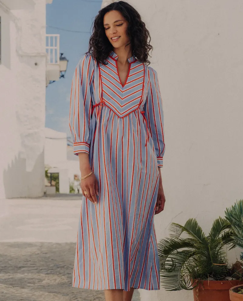 Pink City Prints Elma Poets Stripe Kaftan Dress