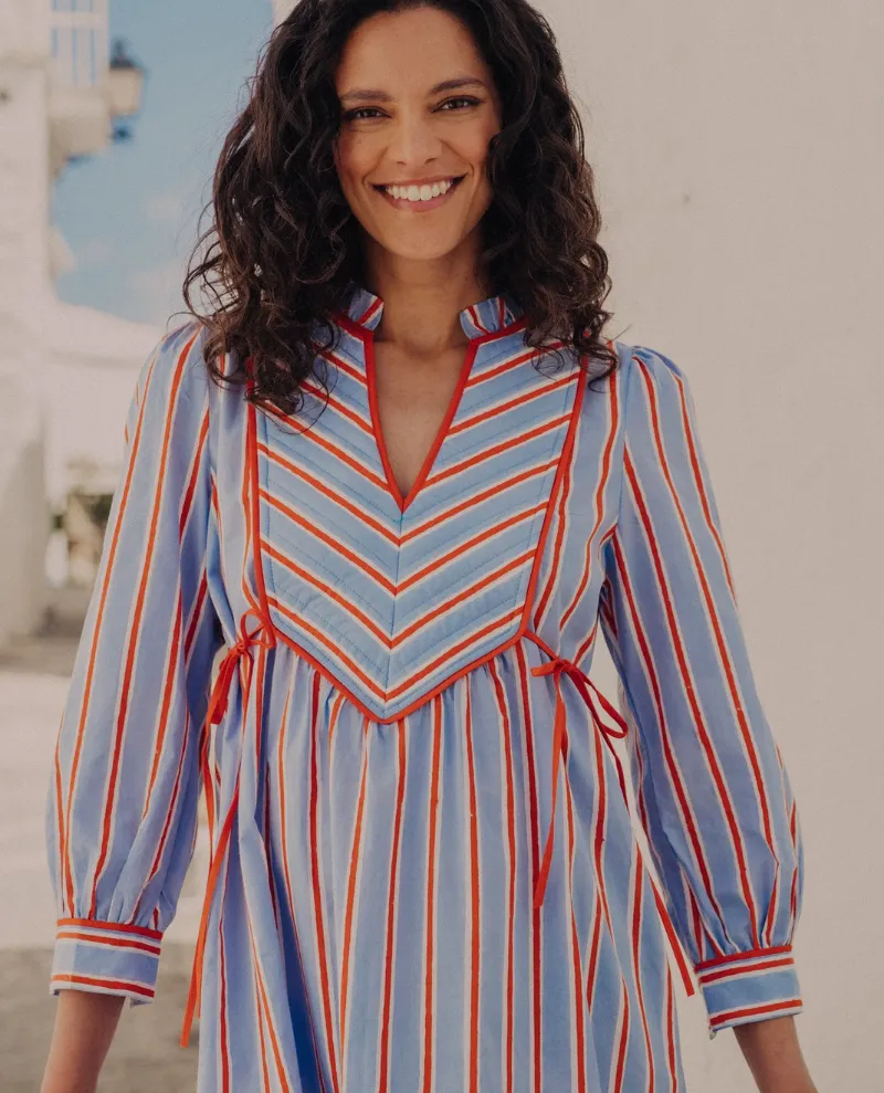 Pink City Prints Elma Poets Stripe Kaftan Dress