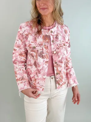 Pink Floral Classic Jean Jacket