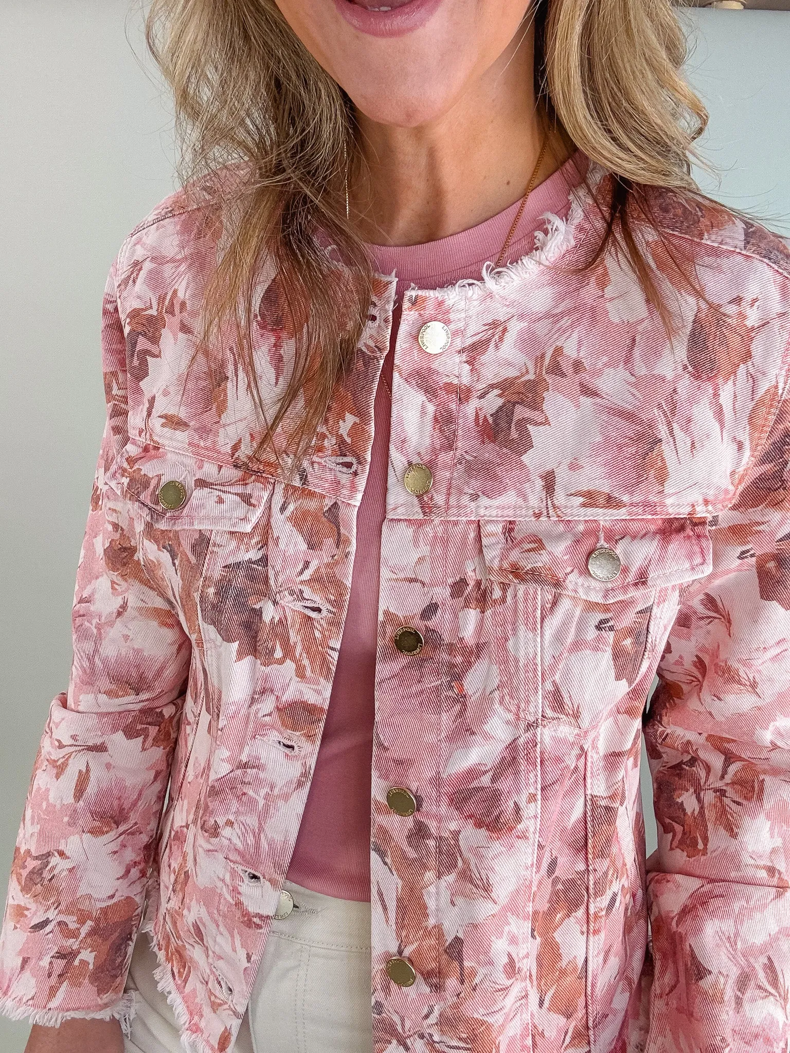Pink Floral Classic Jean Jacket