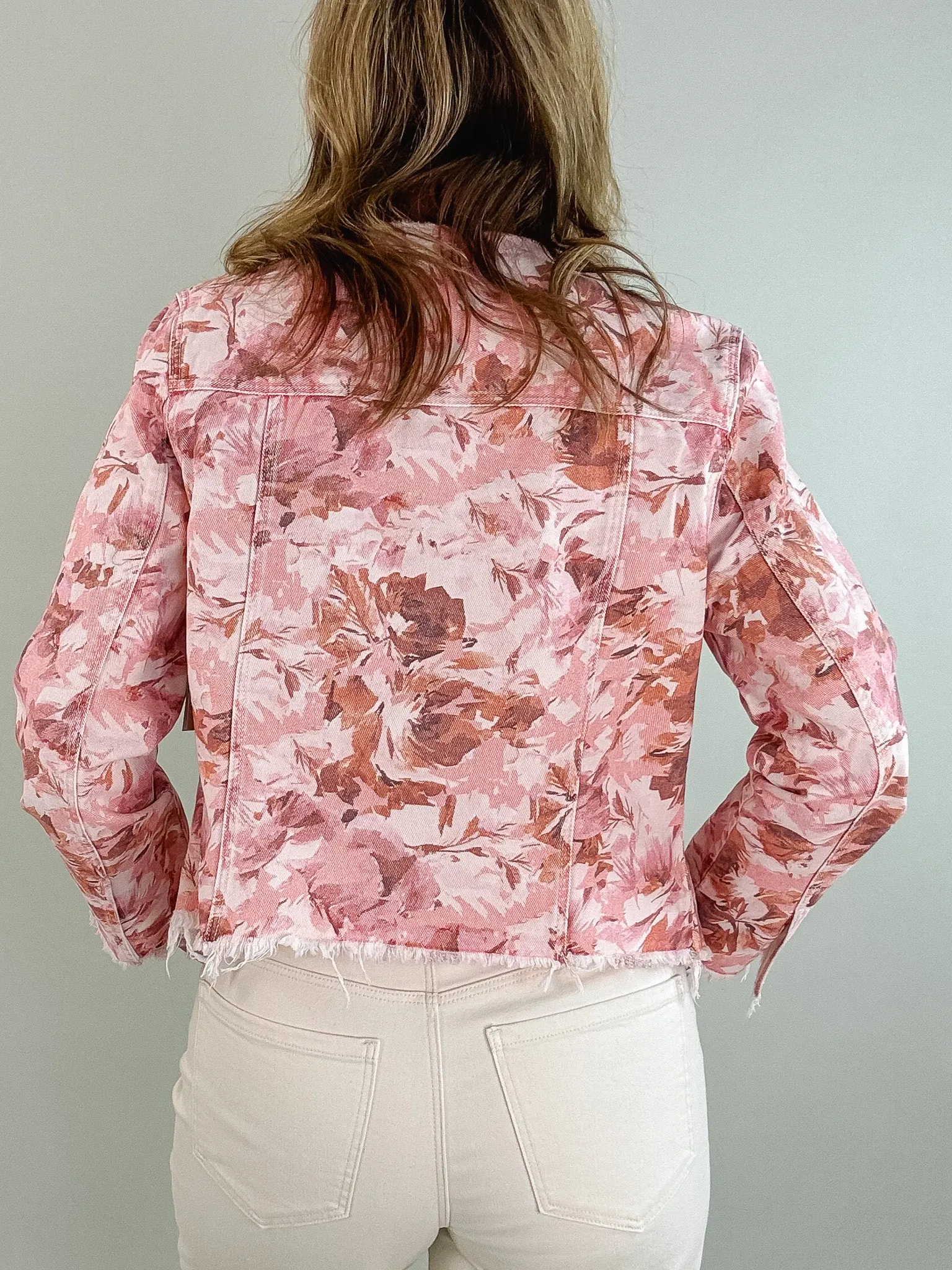 Pink Floral Classic Jean Jacket