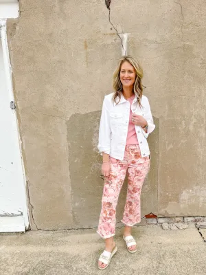 Pink Floral Hannah Cropped Flare