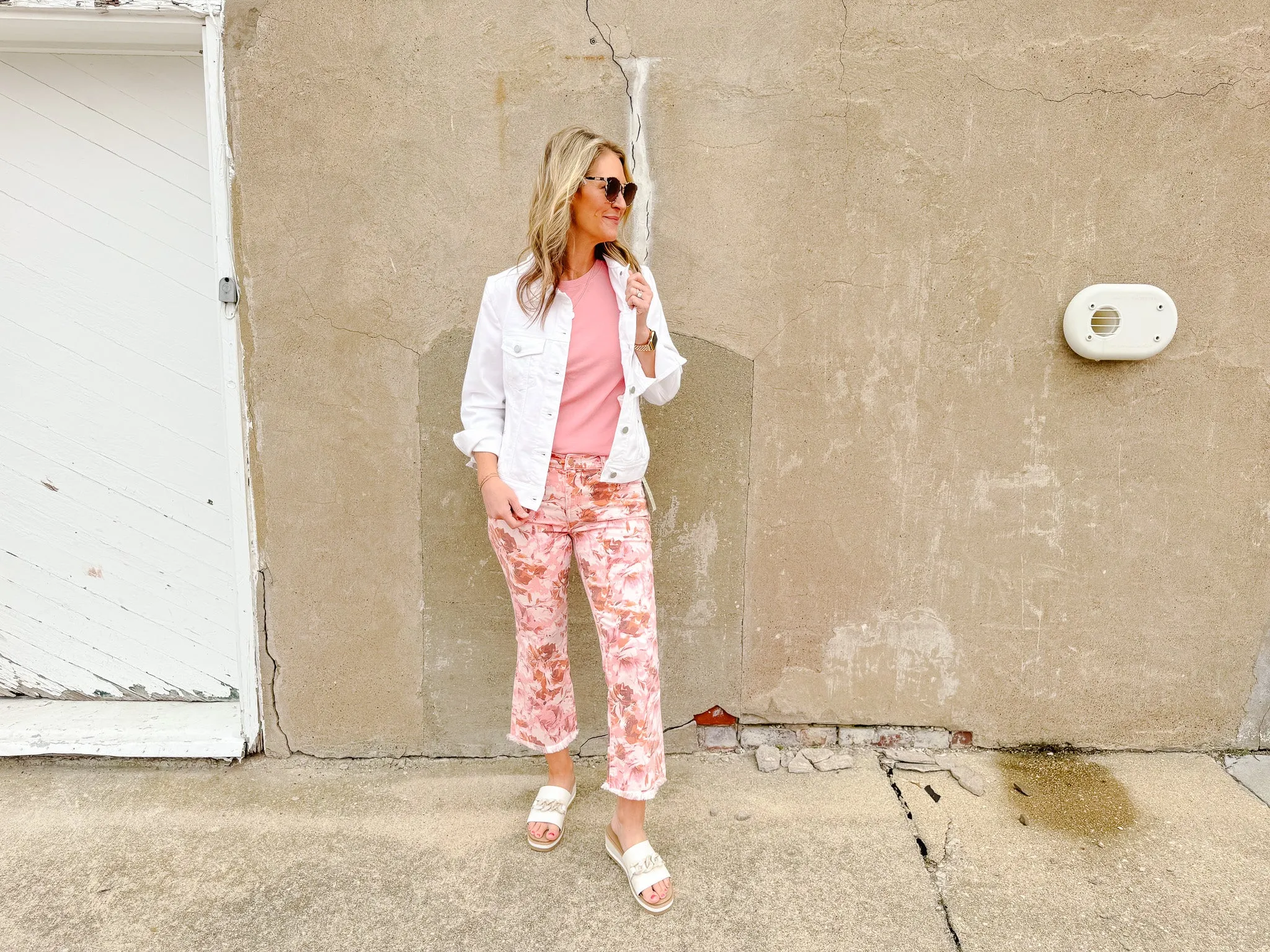Pink Floral Hannah Cropped Flare