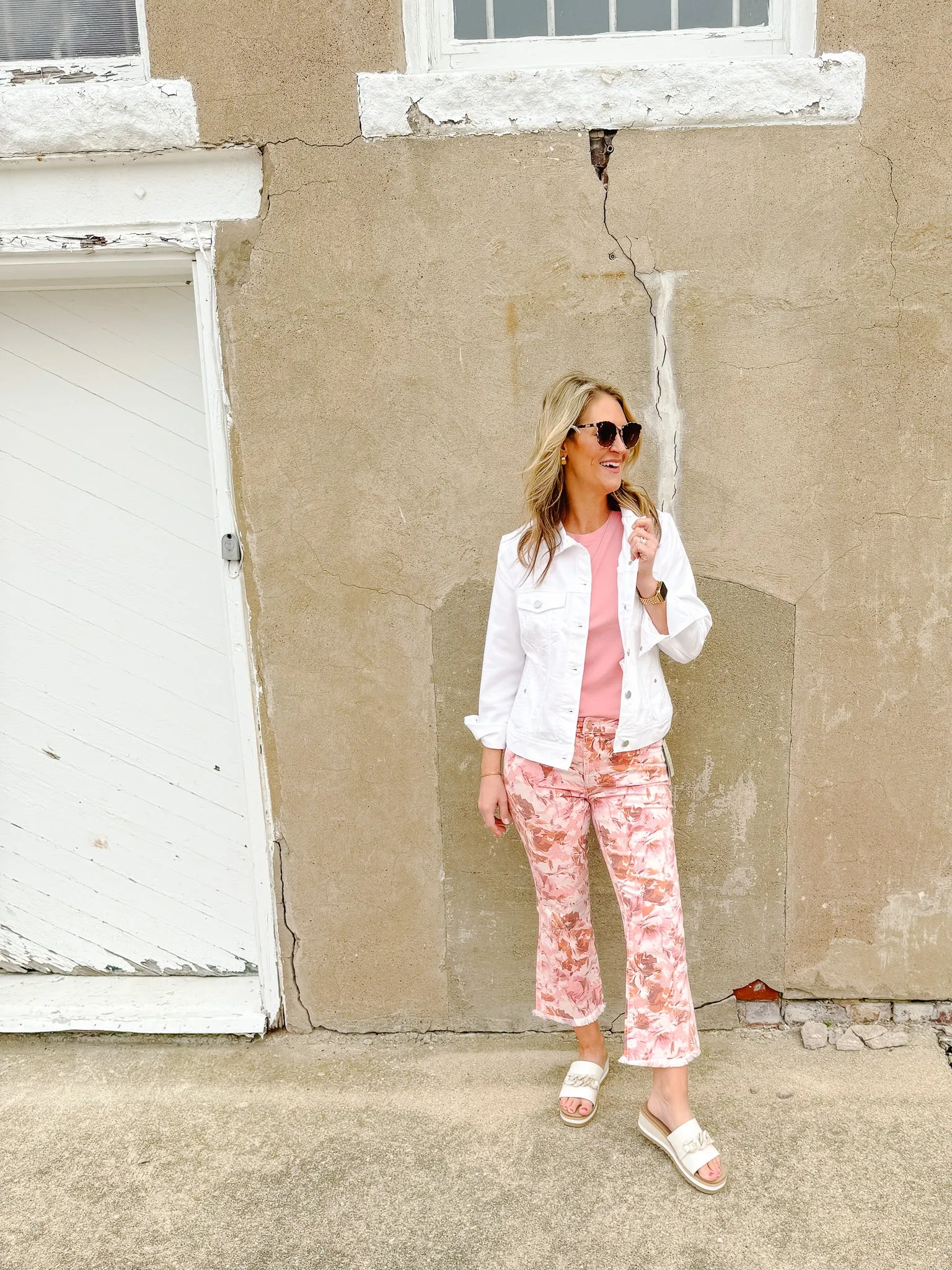 Pink Floral Hannah Cropped Flare