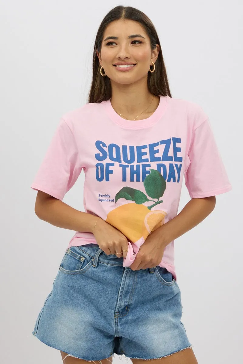 Pink Graphic Tee Short Sleeve