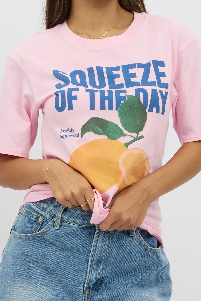 Pink Graphic Tee Short Sleeve